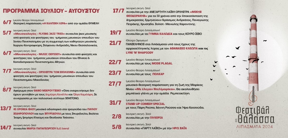 "&Phi;&Epsilon;&Sigma;&Tau;&Iota;&Beta;&Alpha;&Lambda; &Sigma;&Tau;&Eta; &Theta;&Alpha;&Lambda;&Alpha;&Sigma;&Sigma;&Alpha; 2024" - &Pi;&Rho;&Omicron;&Gamma;&Rho;&Alpha;&Mu;&Mu;&Alpha; &Phi;&Epsilon;&Sigma;&Tau;&Iota;&Beta;&Alpha;&Lambda; &Iota;&Omicron;&Upsilon;&Lambda;&Iota;&Omicron;&Sigma; - &Alpha;&Upsilon;&Gamma;&Omicron;&Upsilon;&Sigma;&Tau;&Omicron;&Sigma;