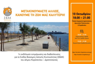 ΠΡΩΤΗ ΕΚΔΗΛΩΣΗ ΕΝΗΜΕΡΩΣΗΣ ΚΑΙ ΔΙΑΒΟΥΛΕΥΣΗΣ ΓΙΑ ΤΟ ΣΧΕΔΙΟ ΒΙΩΣΙΜΗΣ ΑΣΤΙΚΗΣ ΚΙΝΗΤΙΚΟΤΗΤΑΣ (ΣΒΑΚ) ΚΕΡΑΤΣΙΝΙΟΥ-ΔΡΑΠΕΤΣΩΝΑΣ